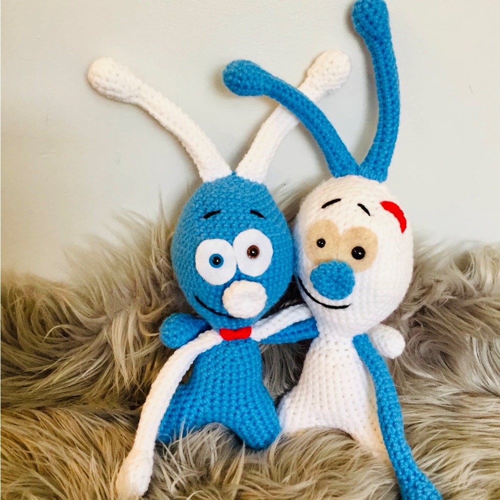NEW Handmade Amigurumi Crochet Coolest Special Friendly Blue and White Aliens